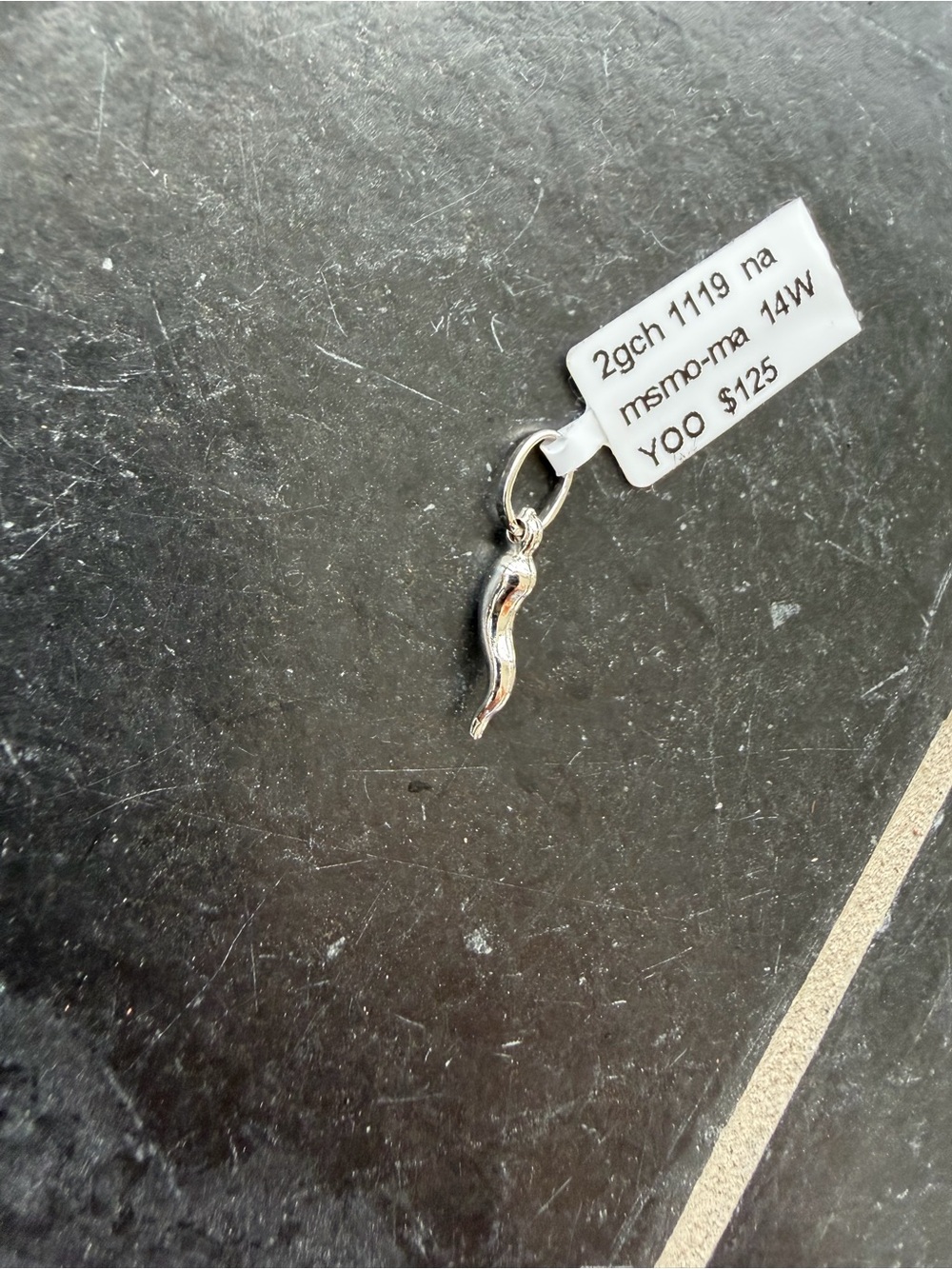 14kt white gold Italian horn Charm Pendant